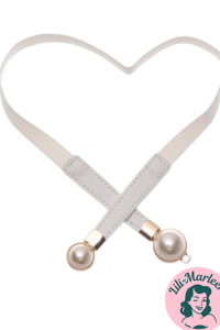 Smalt elastisk bælte med perle lukning, hvid